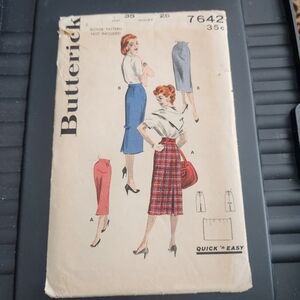 Vtg BUTTERICK 7642: Use this mid-1950s vintage slim, tailored fitted skirts